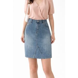 Squeeze Vintage 90’s Denim Skirt Boho Hippie Grunge Moto Biker Sz 7/8 Y2K